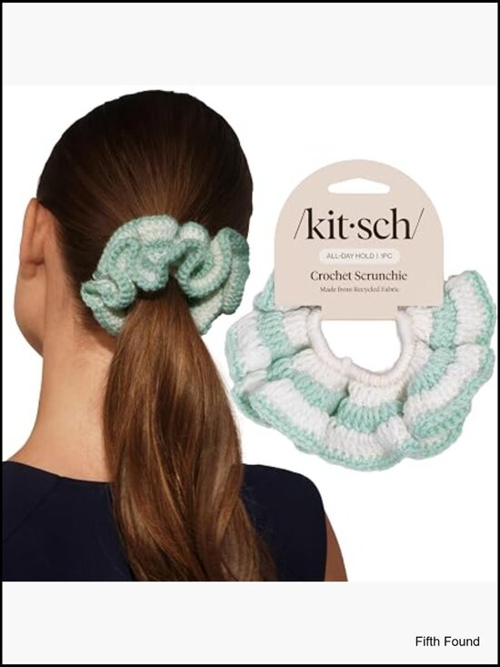 Crochet Hair Scrunchie - Gentle No Crease Hold - Fluffy Texture - Recycled main image 7